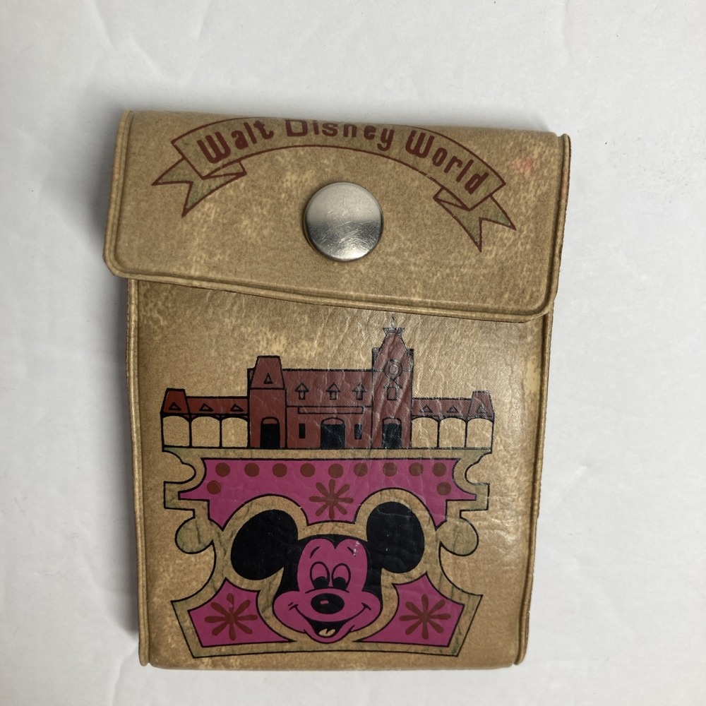 Vintage 1970s WALT DISNEY WORLD Mickey Mouse Plastic Vinyl Snap Wallet FLAW